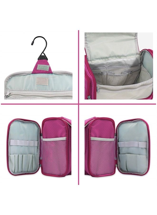 Buruis Extra Large Capacity Hanging Toiletry Bag for Men & Women, Portable Waterproof Bathroom Shower Bag, Lightweight Dopp kit Shaving Bag, Sturdy Metal Hook Organizer Makeup Bag (Pink) - Image 3