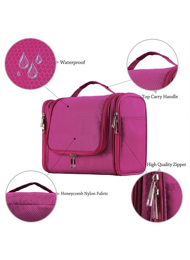 Buruis Extra Large Capacity Hanging Toiletry Bag for Men & Women, Portable Waterproof Bathroom Shower Bag, Lightweight Dopp kit Shaving Bag, Sturdy Metal Hook Organizer Makeup Bag (Pink) - Image 4