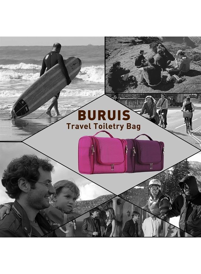 Buruis Extra Large Capacity Hanging Toiletry Bag for Men & Women, Portable Waterproof Bathroom Shower Bag, Lightweight Dopp kit Shaving Bag, Sturdy Metal Hook Organizer Makeup Bag (Pink) - Image 5