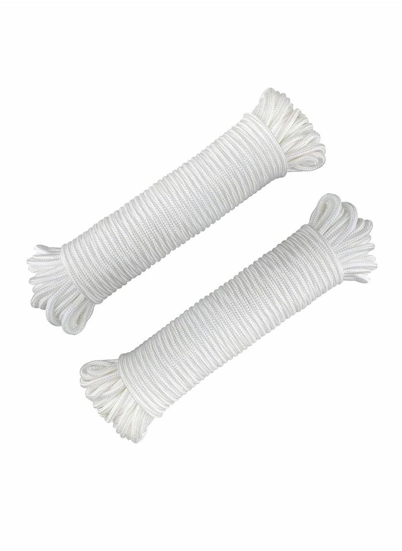 Nylon Poly Rope Flag Pole Polypropylene Clothes Line Camping Utility Good for Tie Pull Swing Climb Knot (10 M Length, 10 mm Width, 2Pcs White) - Image 1
