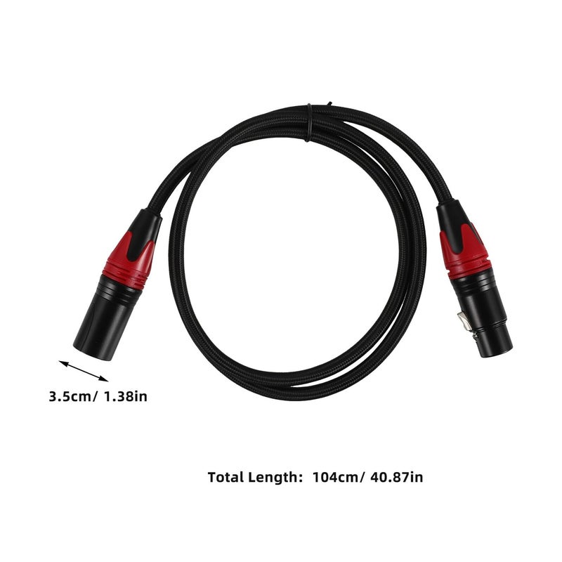 كابل ميكروفون XLR احترافي من الذكر إلى الأنثى بطول 1 متر، بدرع من سبائك الزنك ونواة نحاسية نقية للتسجيل الصوتي ومزج الصوت ومكبرات الصوت. - Image 3