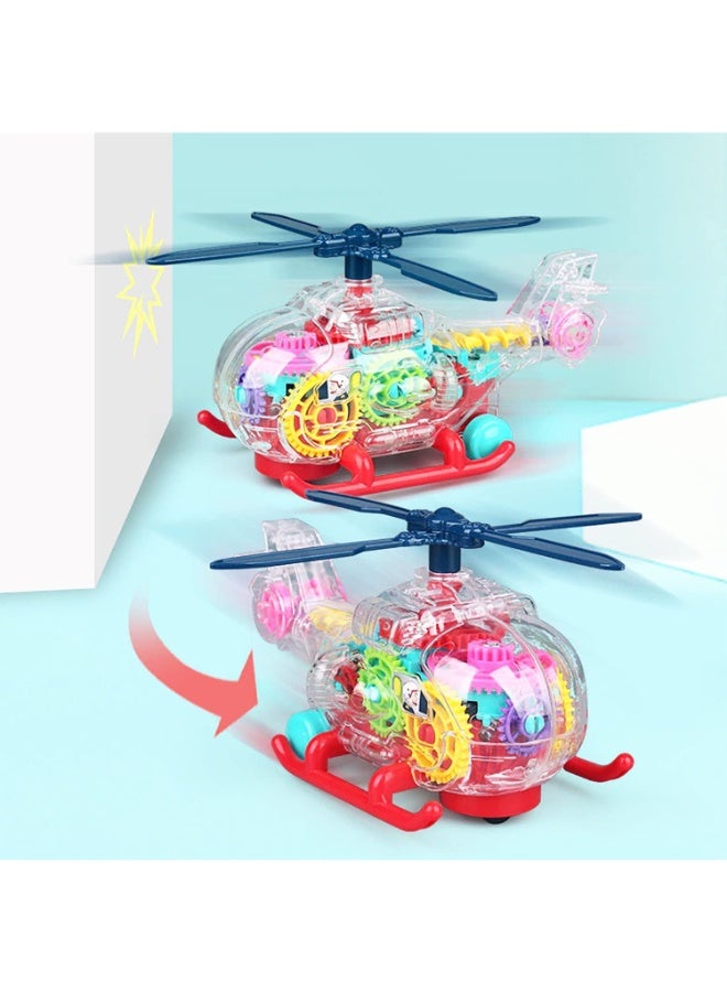 TOY GARDEN Transparent Gear Helicopter Toy for Kids | Light-Up Motorized Toy Vehicle with Rotating Gears, Music, Colorful Lights & Bump and Go Movement | Battery Operated Toy for Children 3+ - Image 4