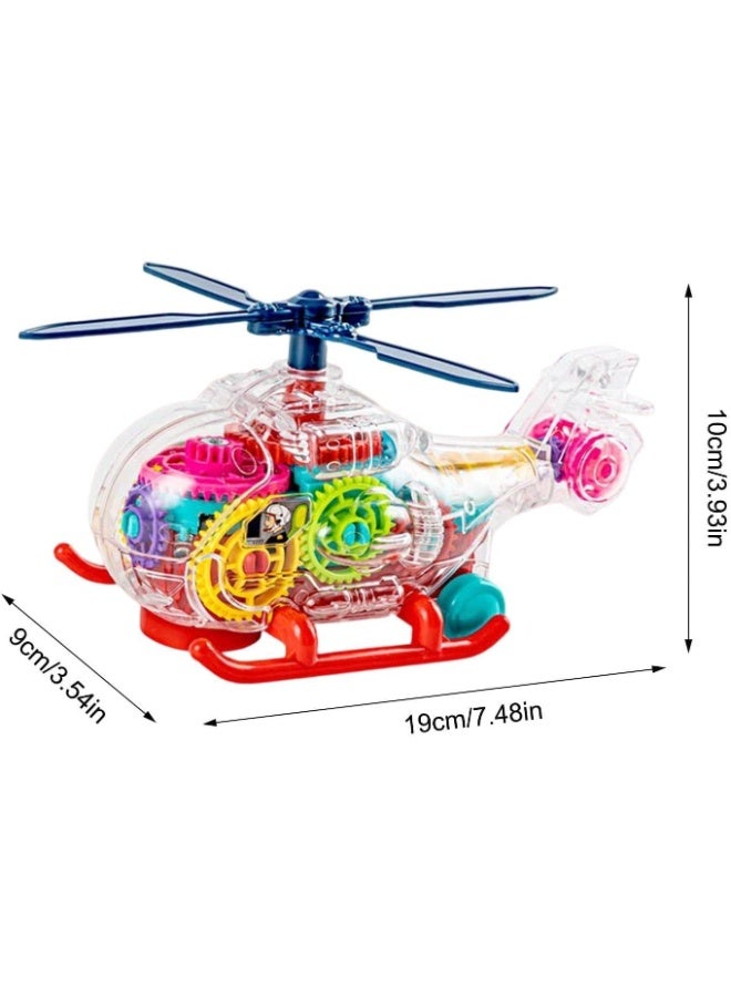 TOY GARDEN Transparent Gear Helicopter Toy for Kids | Light-Up Motorized Toy Vehicle with Rotating Gears, Music, Colorful Lights & Bump and Go Movement | Battery Operated Toy for Children 3+ - Image 2
