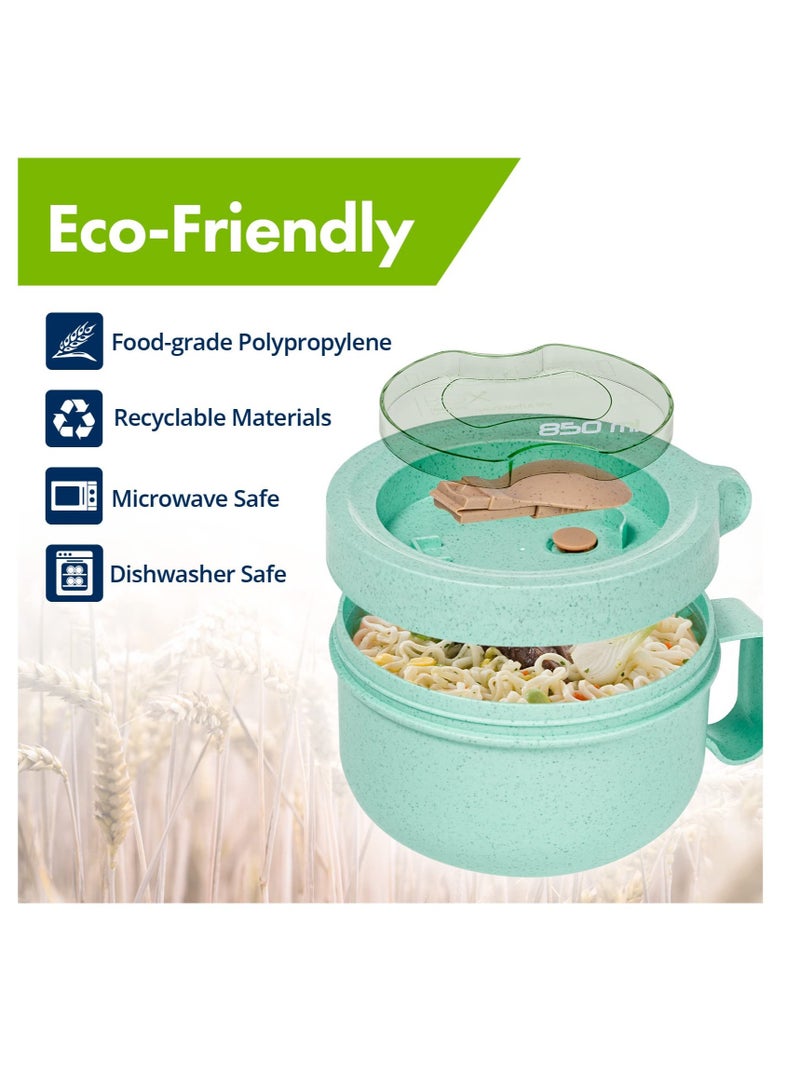 Microwave Soup Mugs with Lids, Microwave Safe Mug for Ramen Noodles, Soup, Beverages, 28.74 Ounces, Mint, Green - Image 3