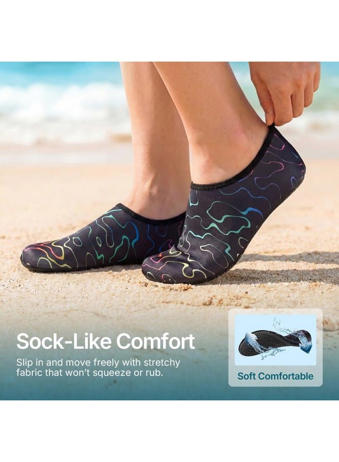 ATHMILE Water Socks for Women Men Adult Aqua Swim Shoes Beach River Pool Barefoot Yoga Exercise Wear Sport Accessories Quick-Dry Must Haves Size 11.5-12.5Women/10.5-11.5Men(N-Laser Stripe) - Image 4