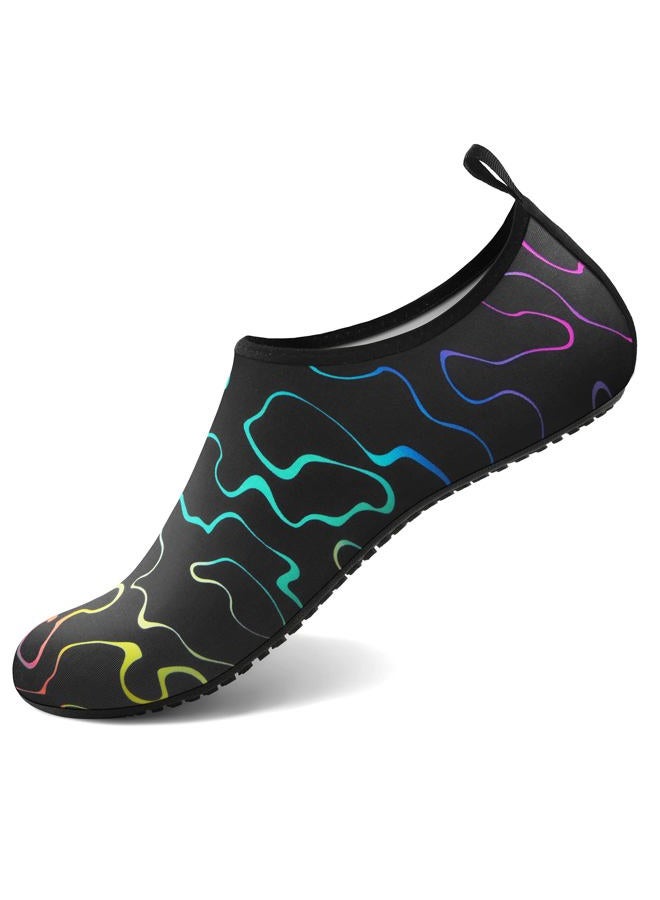 ATHMILE Water Socks for Women Men Adult Aqua Swim Shoes Beach River Pool Barefoot Yoga Exercise Wear Sport Accessories Quick-Dry Must Haves Size 11.5-12.5Women/10.5-11.5Men(N-Laser Stripe) - Image 1