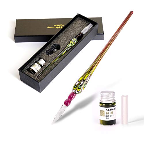 Aokuy Glass Dip Pen Set,Calligraphy Pen,Crystal Signature Pen for Art, Writing, Signatures -Decoration and Business Gift - Image 1