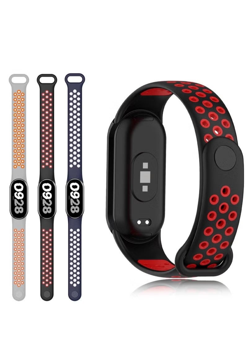 Replacement Band for Xiaomi Mi Band 8 Straps Two Toned | Porous | Breathable | Multi Air Holes Design | Fashion Sporty Watch Bands, for Xiaomi Mi Band 8 (3 Pcs) - Image 4
