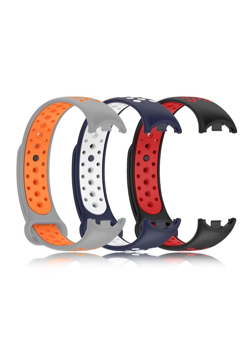 Replacement Band for Xiaomi Mi Band 8 Straps Two Toned | Porous | Breathable | Multi Air Holes Design | Fashion Sporty Watch Bands, for Xiaomi Mi Band 8 (3 Pcs) - Image 2