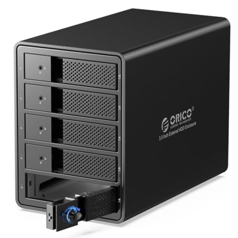 حاوية محرك الأقراص الصلبة الخارجية 5 Bay USB 3.0 3.5 بوصة تدعم 80 تيرابايت 5 × 16 تيرابايت حاوية محرك أقراص صلبة من سبائك الألومنيوم مع مروحة / تخزين بيانات قرص UASP بقدرة 150 وات (بدون قرص) - Image 1