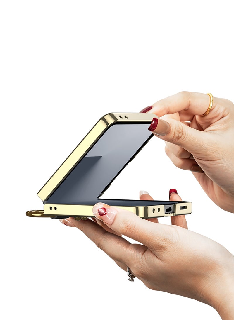 اووكاي جراب جلدي متوافق مع هاتف Samsung Galaxy Z Flip 7 5G 2025 مع حامل حلقي معدني، جراب واقي للشاشة من الزجاج المقوى [مقاوم للصدمات والسقوط] لهاتف Galaxy Z Flip 7 (أسود) - Image 3