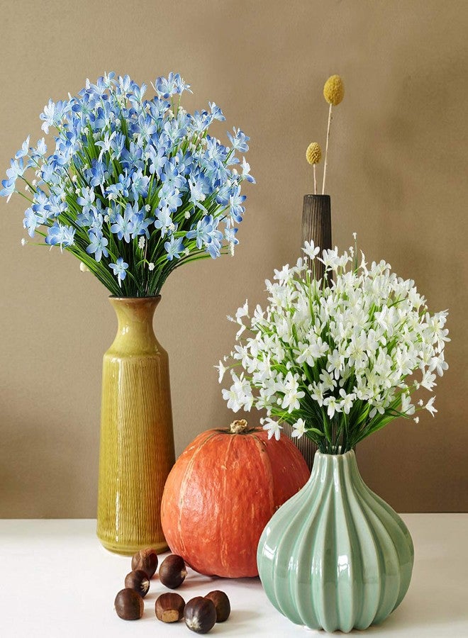 HAPLIA 8 Bundles Artificial Daffodils Flowers, Fake Artificial Greenery UV Resistant No Fade Faux Plastic Plants for Wedding Bridle Bouquet Indoor Outdoor Home Garden Kitchen Office Table Vase (Blue) - Image 3