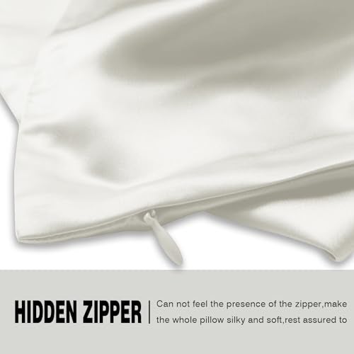 Suatien Silk Pillow Cases 2 Pack Soft Breathable and Sliky Queen Size Pillow Cases Set of 2,Natural Mulberry Satin Silk Pillowcase with Hidden Zipper for Hair and Skin (Ivory,20"X 30",2pcs) - Image 4