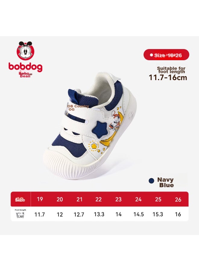 Babu Bean Babbudou Baby Walking Shoes, Children's Shoes, Autumn Style, Non-slip, Infant Functional Shoes, Navy Blue, Size 20 - Image 1
