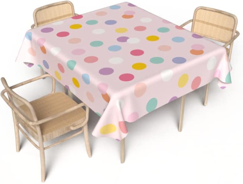 ART MOOD HOME Party Tablecloth Waterproof POLYESTER FABRIC Multi color 140W x 140L CM