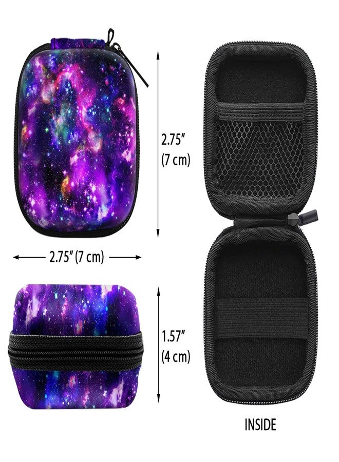 WIRESTER Portable Wireless Headphone Case, Earphone Storage Bag Carrying Case, Earbud Holder with Black Carabiner Compatible with Apple Airpods - Purple Nebula Galaxy - Image 3