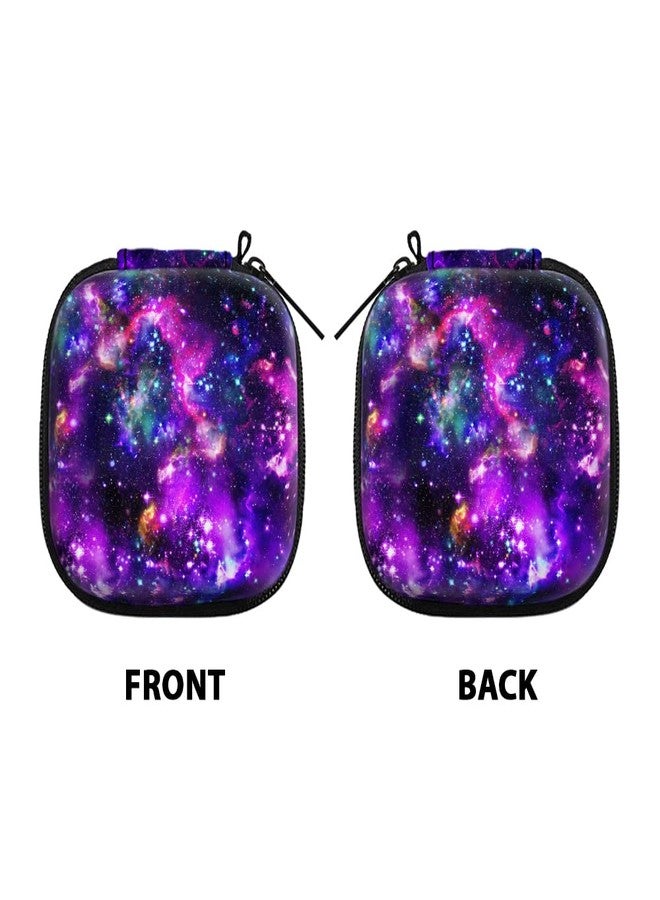WIRESTER Portable Wireless Headphone Case, Earphone Storage Bag Carrying Case, Earbud Holder with Black Carabiner Compatible with Apple Airpods - Purple Nebula Galaxy - Image 2