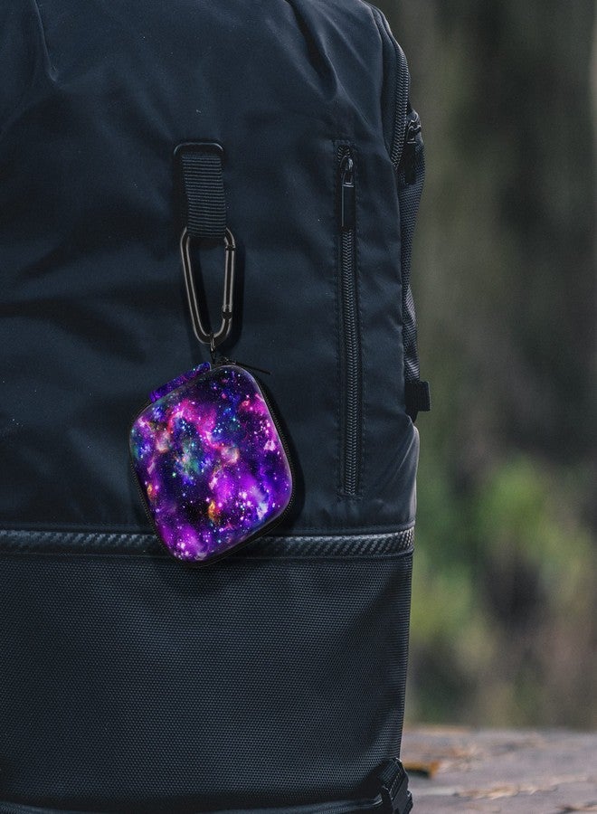 WIRESTER Portable Wireless Headphone Case, Earphone Storage Bag Carrying Case, Earbud Holder with Black Carabiner Compatible with Apple Airpods - Purple Nebula Galaxy - Image 5