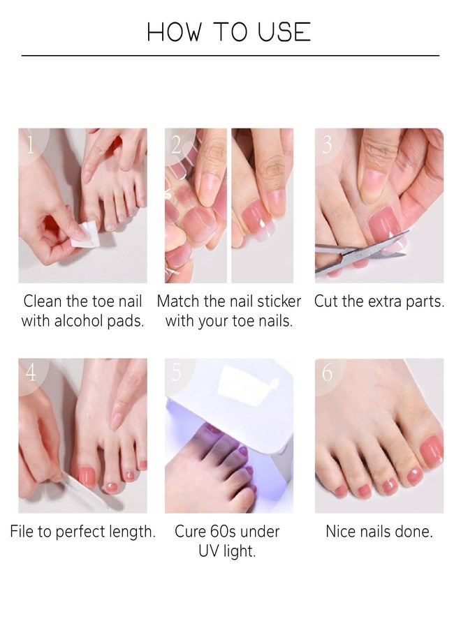 Beaolata Semi Cured Gel Nail Strips - 26 PCS Salon Quality Toe Gel Nail Stickers for All UV Light - Longlasting & Easy Remove Toe Wraps Art Kit for Women (Pink Crush) - Image 4