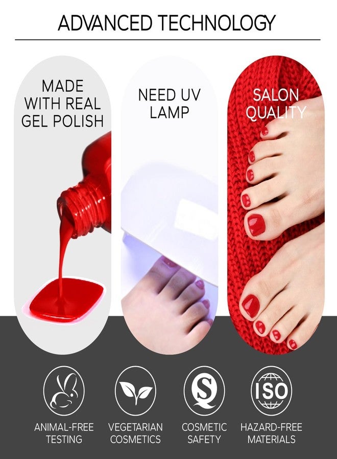Beaolata Semi Cured Gel Nail Strips - 26 PCS Salon Quality Toe Gel Nail Stickers for All UV Light - Longlasting & Easy Remove Toe Wraps Art Kit for Women (Pink Crush) - Image 5