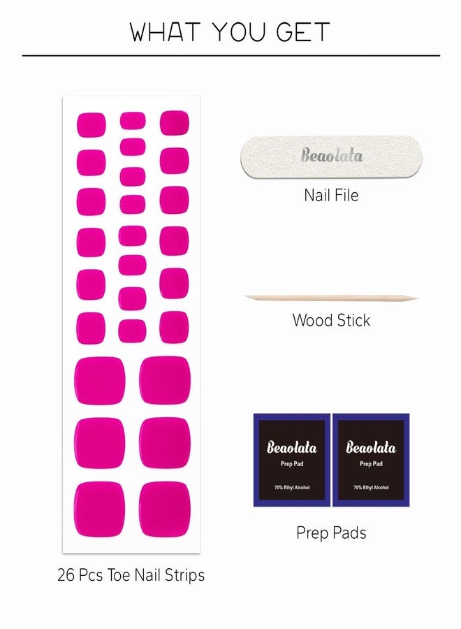 Beaolata Semi Cured Gel Nail Strips - 26 PCS Salon Quality Toe Gel Nail Stickers for All UV Light - Longlasting & Easy Remove Toe Wraps Art Kit for Women (Pink Crush) - Image 3