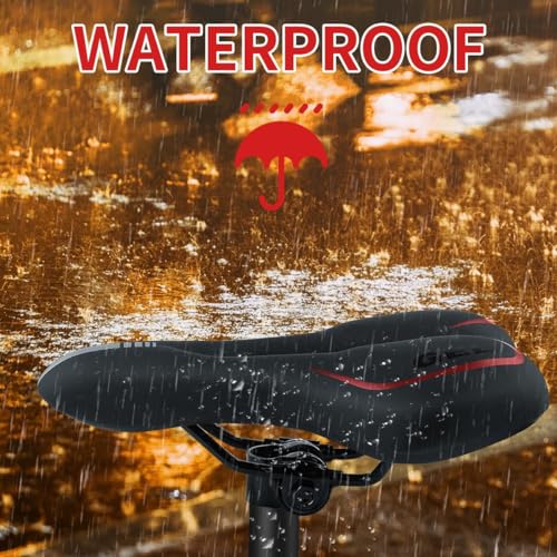 Moocci Comfortable MTB Gel Seat Mountain Bike Saddle MTB Saddle Mountain Bike Seat Gel Bikes Seats Breathable & Soft & Waterproof Bike Saddle Cushion for Men and Women - Red - Image 5