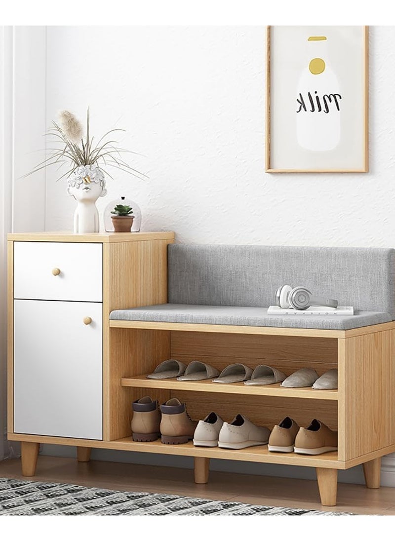 CityRiya-Long Shoe Bench, Shoe Rack Organizer for Closet, 90*32*37 cm Shoe Shelf for Storage, Shoe Cabinet, Entryway Shoe Bench, Shoe Storage Rack, Home Shoe Organizer for Entryway Hallway Bedroom Living Room（YN008）  - Image 1