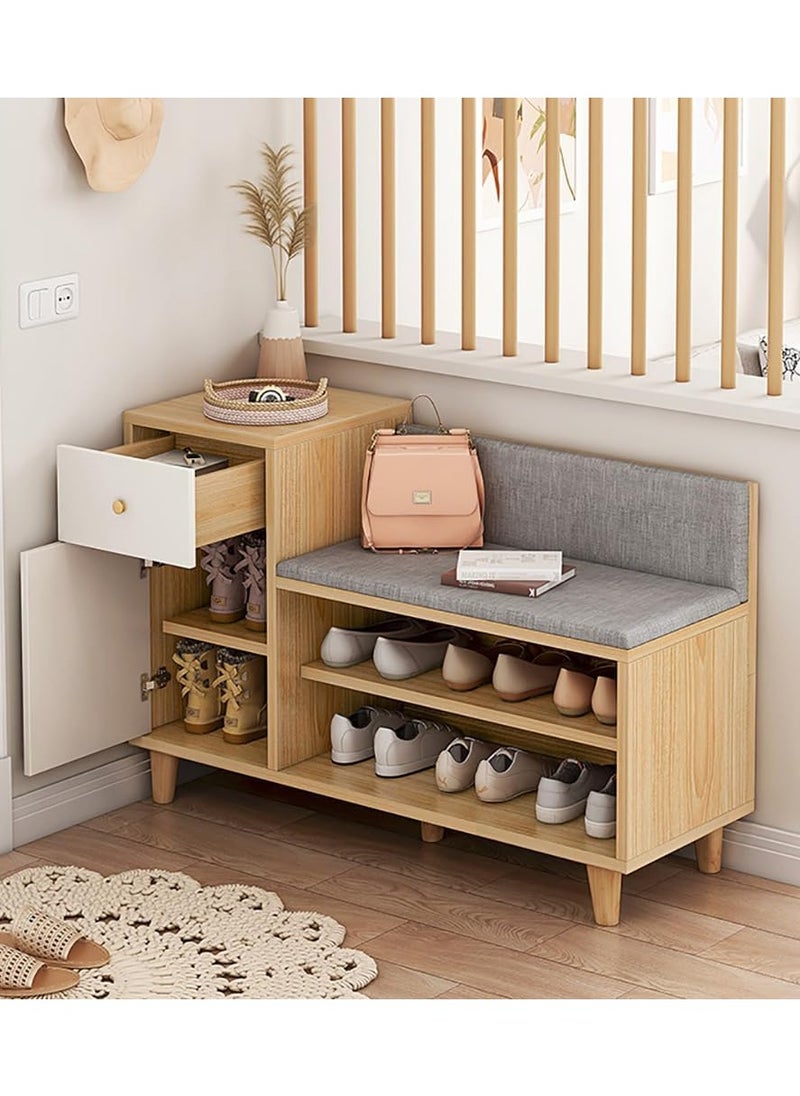 CityRiya-Long Shoe Bench, Shoe Rack Organizer for Closet, 90*32*37 cm Shoe Shelf for Storage, Shoe Cabinet, Entryway Shoe Bench, Shoe Storage Rack, Home Shoe Organizer for Entryway Hallway Bedroom Living Room（YN008）  - Image 2
