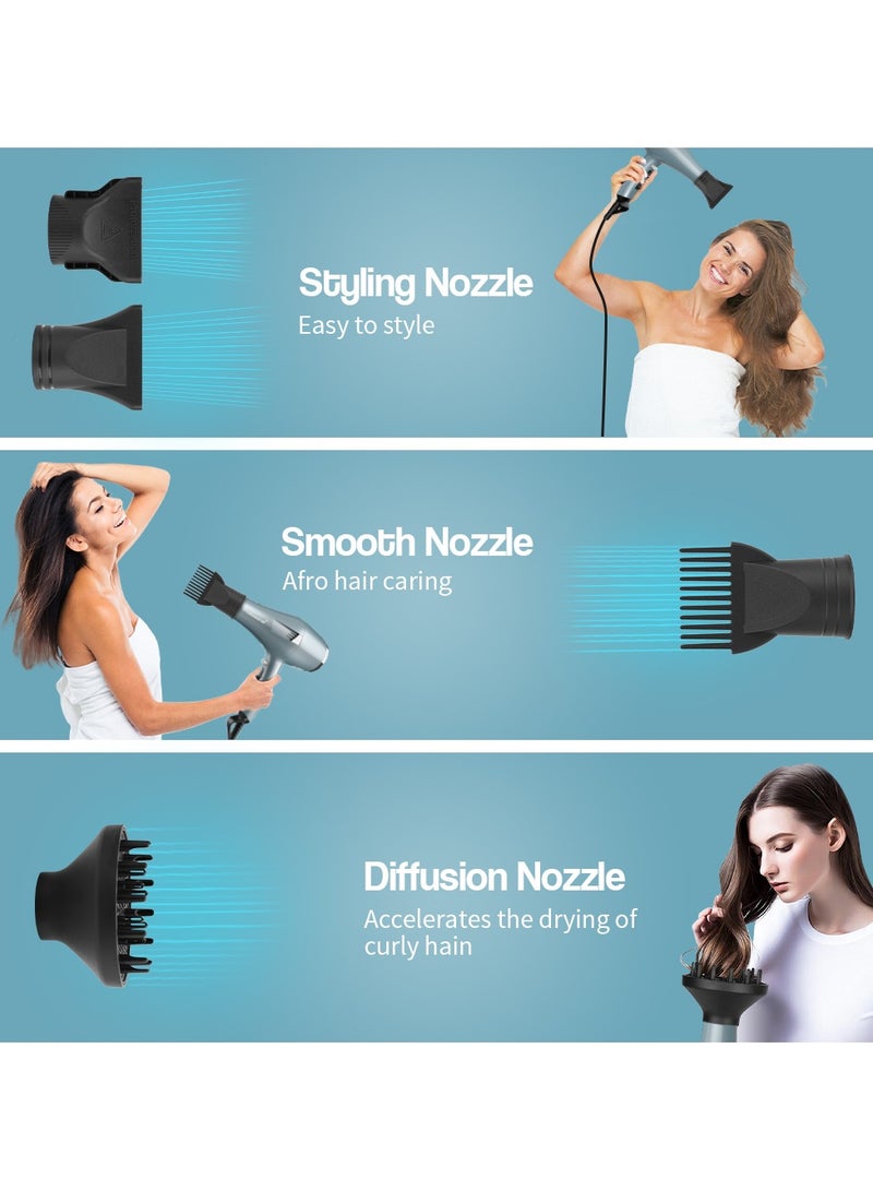 AccLoo Professional 2000W Hair Dryer with AC Motor Ionic Blow Dryer for Fast Drying 3 Heat & 2 Speed Settings Diffuser & Concentrator Salon Results at Home (Men/Women) - Image 5
