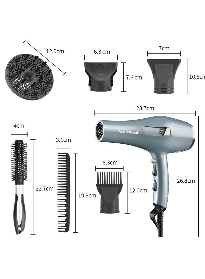 AccLoo Professional 2000W Hair Dryer with AC Motor Ionic Blow Dryer for Fast Drying 3 Heat & 2 Speed Settings Diffuser & Concentrator Salon Results at Home (Men/Women) - Image 2