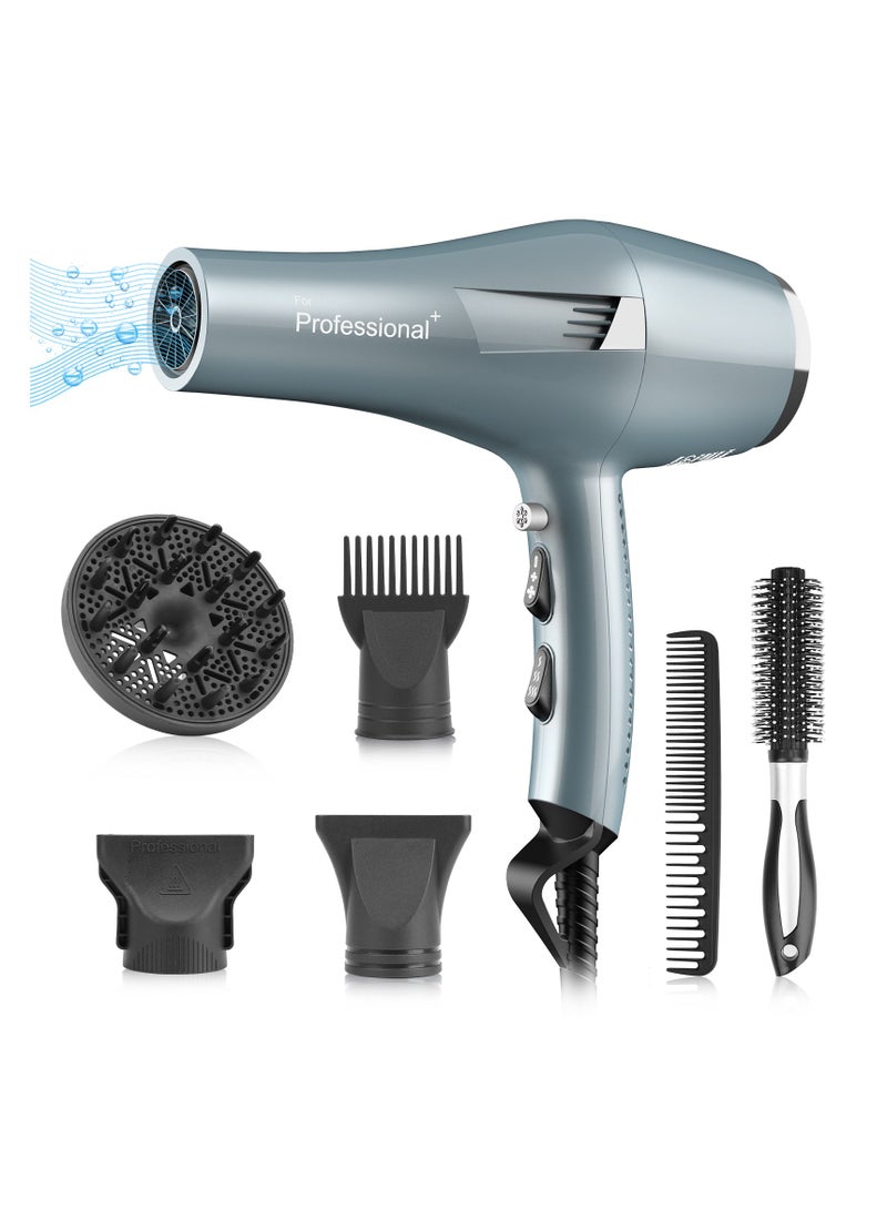 AccLoo Professional 2000W Hair Dryer with AC Motor Ionic Blow Dryer for Fast Drying 3 Heat & 2 Speed Settings Diffuser & Concentrator Salon Results at Home (Men/Women) - Image 1