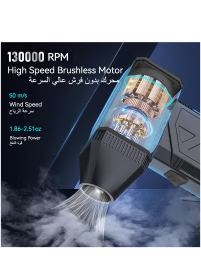 Electric Air Duster Handheld Blower Fan with 130000 RPM Turbo Motor – Portable Cordless Rechargeable Jet Dry Blower for Car Detailing, PC and Keyboard Cleaning, Camping, Outdoor Dust Removal – Powerful Super Jet Fan for Fast, Efficient Dust Clearing - Image 2
