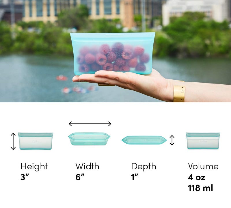 Zip Top Reusable Food Storage Bags | Snack Bag [Teal] | Silicone Meal Prep Container | Microwave  Dishwasher and Freezer Safe | Made in the USA - Image 3