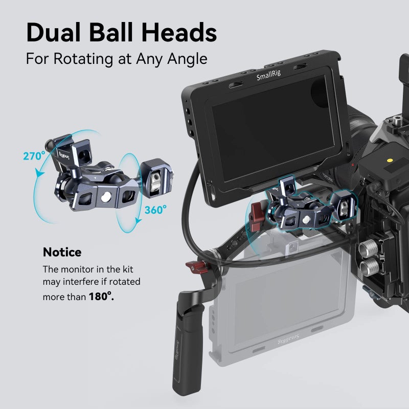 SmallRig Articulating Magic Arm with NATO Clamp and 1/4"-20 Screw (with Retractable Pins), 360 Degree Rotation, Max Load of 12 Ib Magic Arm for Field Monitor, Camera and Lights 3875 - Image 2