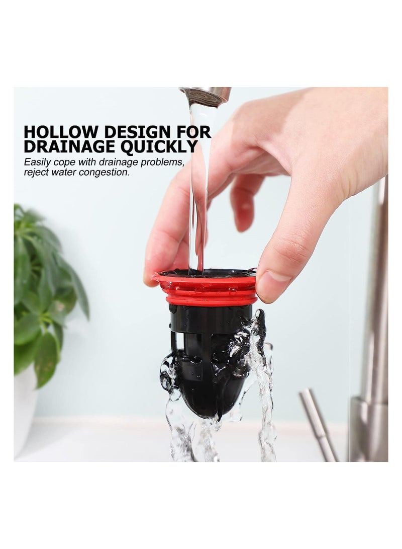 4 عبوات 6.5 * 5.5 * 3.6 سم غطاء مصرف أرضي، مصرف أرضي مضاد للرائحة، مصرف أرضي مطاطي، مانع التدفق العكسي، مانع التدفق العكسي، مانع قلب مصرف أرضي للصرف الصحي للحمام والمطبخ (أسود) - Image 4