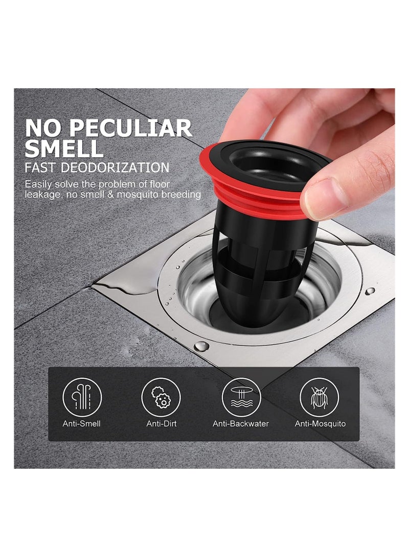 4 عبوات 6.5 * 5.5 * 3.6 سم غطاء مصرف أرضي، مصرف أرضي مضاد للرائحة، مصرف أرضي مطاطي، مانع التدفق العكسي، مانع التدفق العكسي، مانع قلب مصرف أرضي للصرف الصحي للحمام والمطبخ (أسود) - Image 5