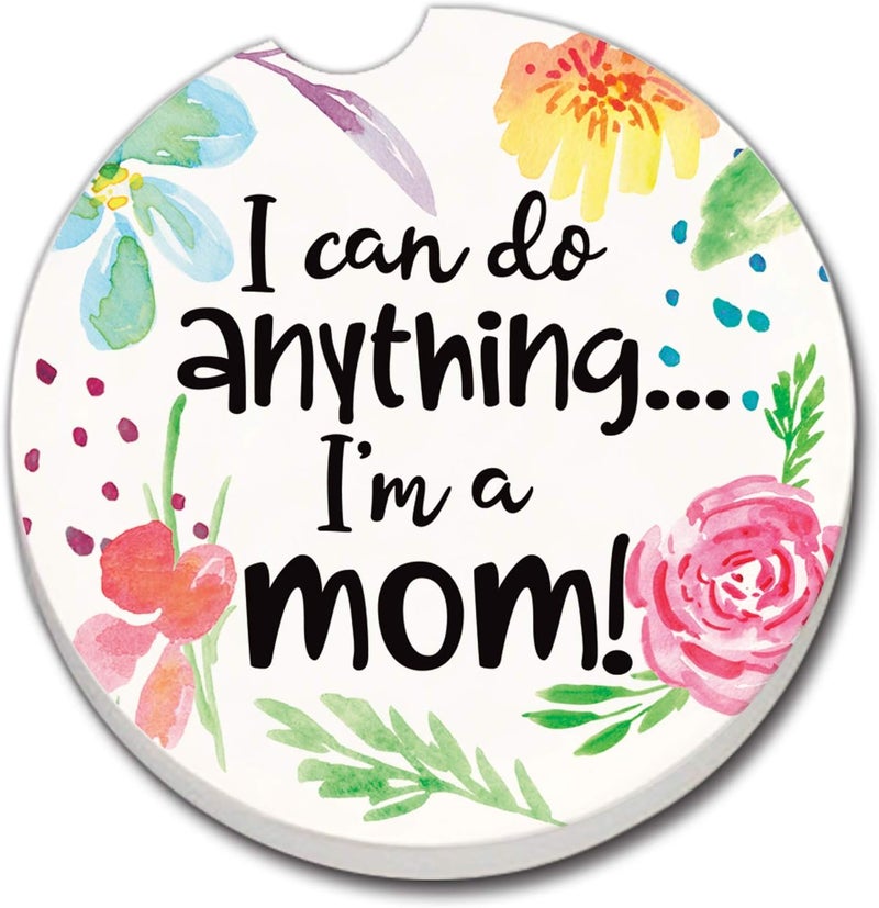 Counterart Thirstystone Can Do Anything Mom Single Absorbnent Stone Coaster for Vehicle Cup Holder 26 Diameter Manufactured in The USA - Image 1