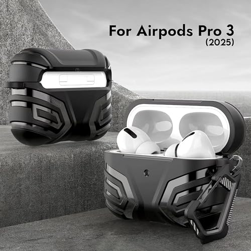 NEWTECHNO Compatible for AirPods Pro 3 Case (2025), Military Grade Airpods pro 3rd Generation Case, Compatible with MagSafe, Hard Shell Full-Body Protective Case Cover with Keychain Black - Image 5