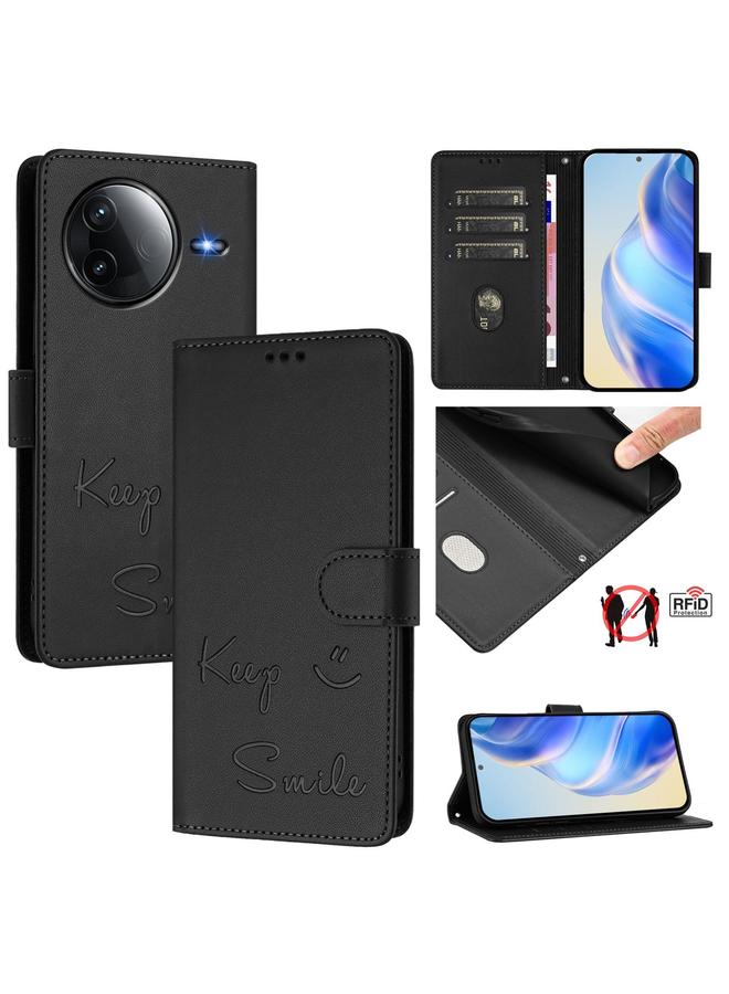 S-TOP Case For Redmi K80 5G / K80 Pro 5G Smile Embossing RFID Leather Phone Case - Image 1