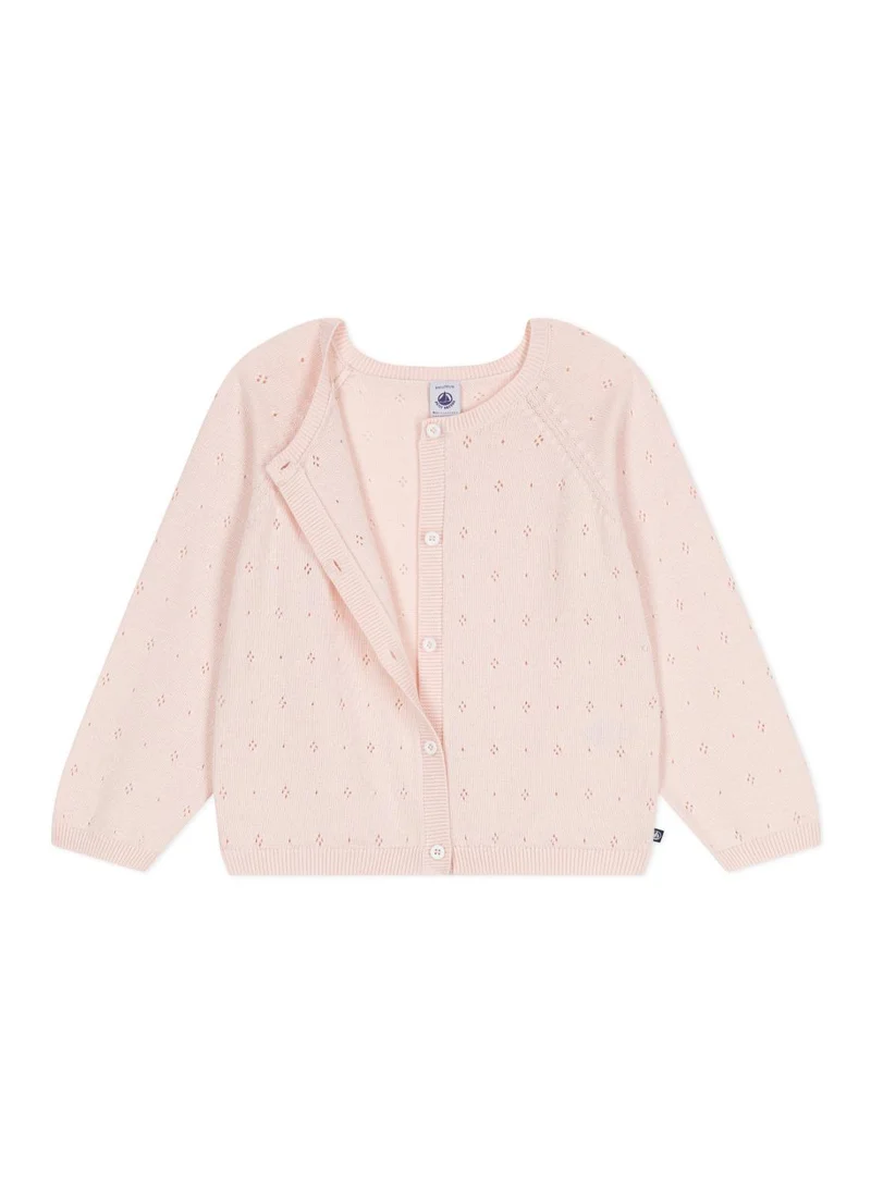 Petit Bateau Children's cotton cardigan in a decorative stitch