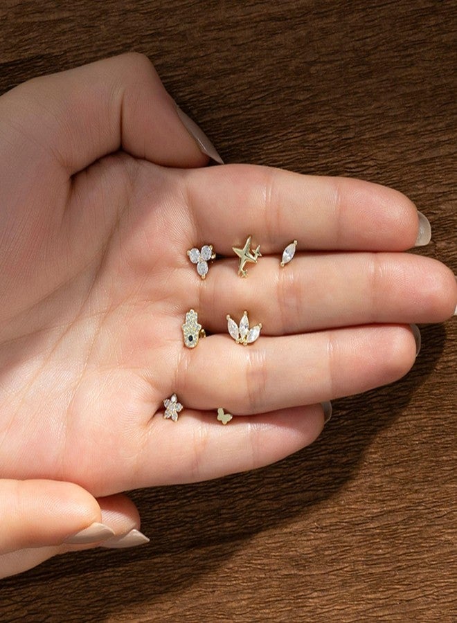 Aaishwarya SMALL14K Plated Bow Zircon Flatback Studs | Earrings for Women and Girls | Minimal Dainty Multi Piercing Stud | With Screw Back | Lightweight Everyday | Water-Resistant Anti-Tarnish Jewels - Image 4