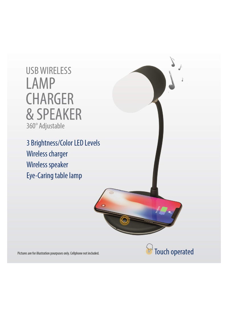 SYOSI LED Desk Lamp with QI chager, Wireless chaging Lamp Bluetooth Speaker Lamp Smart Bedside Lamp 3 Lighting Color Touch Control Nightlight Innovative Table Lamp for Table Bedroom Bedside Office - Image 3