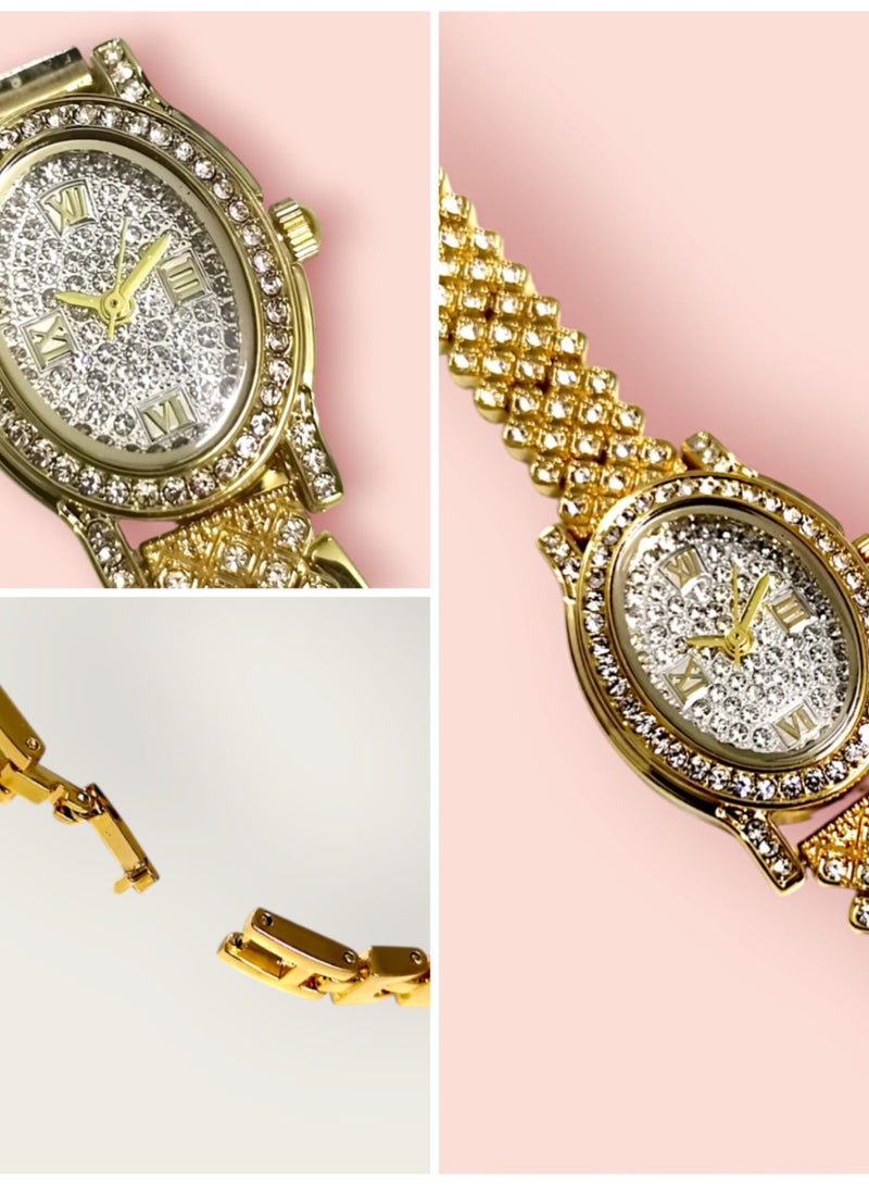 Rivoly Elegant women's stainless-steel set consisting of a waterproof watch with a set of bracelets, rings, necklaces, and earrings - Image 3