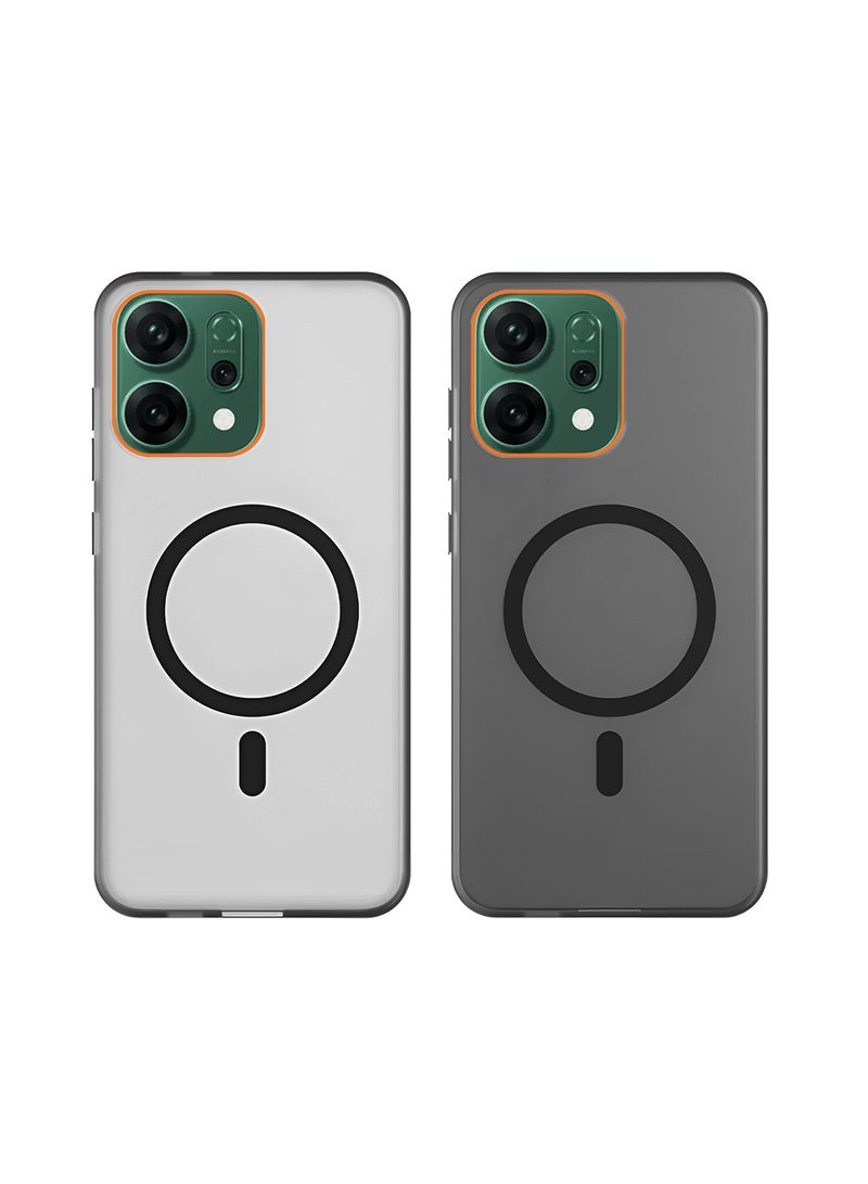 دبليو تيك غطاء حماية أنيق بحواف كاميرا مرتفعة لهاتف أوبو رينو 14 5G 2025 هجين شفاف مع شحن مغناطيسي ماغسيف (MCMPMN) - أسود - Image 2