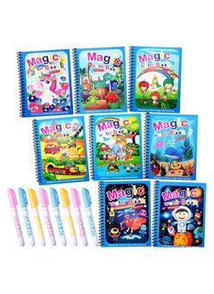 Y&D 8-Piece Cartoon Water Coloring Magic Book With Pen For Toddlers And Kids  - Image 1