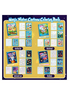 Y&D 8-Piece Cartoon Water Coloring Magic Book With Pen For Toddlers And Kids  - Image 4