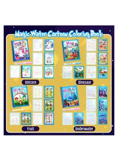 Y&D 8-Piece Cartoon Water Coloring Magic Book With Pen For Toddlers And Kids  - Image 3