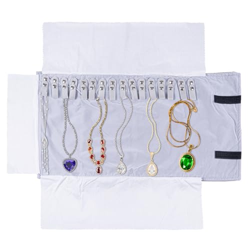 Wodison Travel Velvet Jewelry Roll Earrings Rings Necklaces Organizer Clutch Bag for Necklace - Image 1