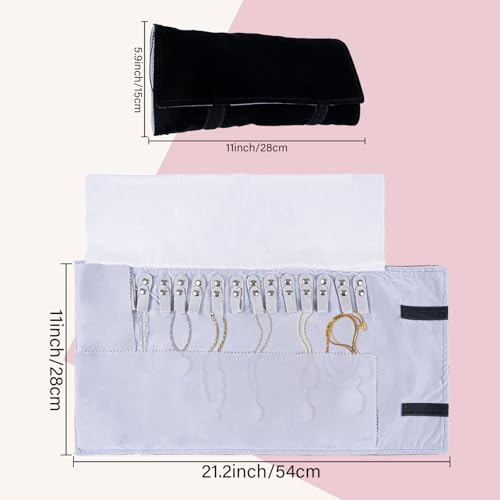 Wodison Travel Velvet Jewelry Roll Earrings Rings Necklaces Organizer Clutch Bag for Necklace - Image 2