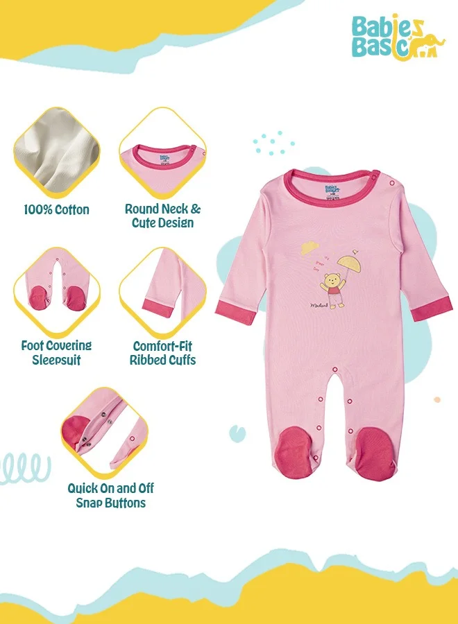 Babies Basic 100% Cotton Printed Long Sleeves Jumpsuit/Romper/Sleepsuit For Babies